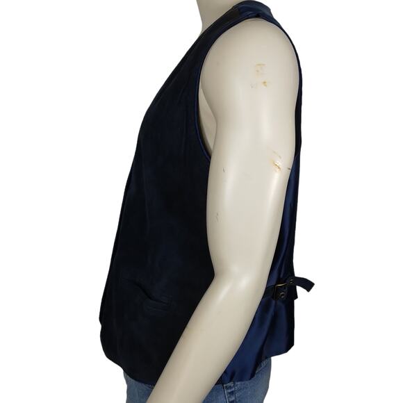 Vintage 90s Marsh Landing II Suede Leather Vest Size 1X Blue Satin Back - Picture 3 of 12